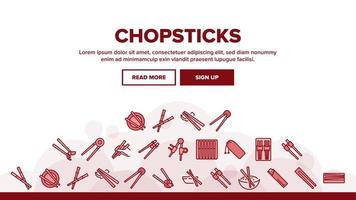 Chopstick Utensil Landing Header Vector