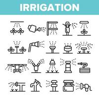 Sprinklers, Irrigation Technology Vector Linear Icons Set