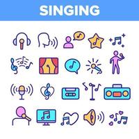 Color Different Singing Icons Set Vector