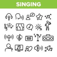 Collection Different Singing Icons Set Vector