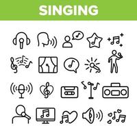 Collection Different Singing Icons Set Vector