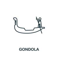 Gondola icon from italy collection. Simple line Gondola icon for templates, web design and infographics vector