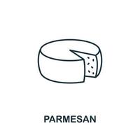 icono de parmesano de la colección de italia. icono de parmesano de línea simple para plantillas, diseño web e infografía vector