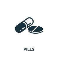 Pills icon set. Four elements in diferent styles from medicine icons collection. Creative pills icons filled, outline, colored and flat symbols vector