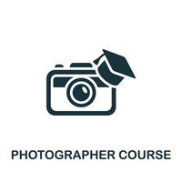icono del curso de fotógrafo. elemento simple de la colección de cursos en línea. ícono de curso de fotógrafo creativo para diseño web, plantillas, infografías y más vector