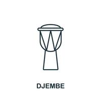 icono de djembe de la colección de música. icono de djembe de línea simple para plantillas, diseño web e infografía vector