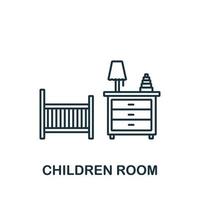 icono de la habitación de los niños de la colección de interiores. símbolo de habitación infantil de elemento de línea simple para plantillas, diseño web e infografía vector