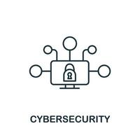 icono de ciberseguridad de la colección Industry 4.0. símbolo de ciberseguridad de elemento de línea simple para plantillas, diseño web e infografía vector