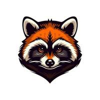 raccoon logo design in flat color vector design template