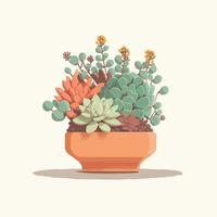 simple design plant in pot succulents or cactus isolated on white background vector