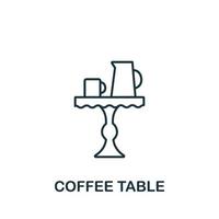 icono de la mesa de café de la colección de interiores. símbolo de mesa de café de elemento de línea simple para plantillas, diseño web e infografía vector