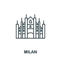 icono de milán de la colección de italia. icono de línea simple de Milán para plantillas, diseño web e infografía vector