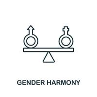 Gender Harmony icon from life skills collection. Simple line Gender Harmony icon for templates, web design and infographics vector