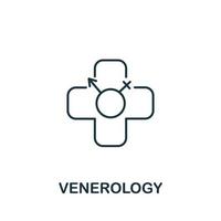 ícono de venerología de la colección médica. símbolo de venerología de elemento de línea simple para plantillas, diseño web e infografía vector