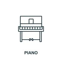 Piano icon from music collection. Simple line Piano icon for templates, web design and infographics vector