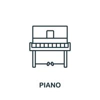 icono de piano de la colección de música. icono de piano de línea simple para plantillas, diseño web e infografía vector