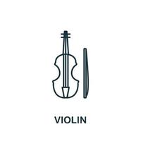 ícono de violín de la colección de música. icono de violín de línea simple para plantillas, diseño web e infografía vector