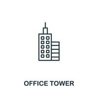 icono de torre de oficina de la colección de herramientas de oficina. icono de torre de oficina de línea simple para plantillas, diseño web e infografía vector