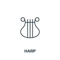 Harp icon from music collection. Simple line Harp icon for templates, web design and infographics vector