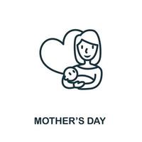 Mother'S Day icon from hollidays collection. Simple line Mother'S Day icon for templates, web design and infographics vector