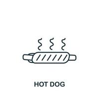 icono de perrito caliente de la colección de comida rápida. símbolo de perro caliente de elemento de línea simple para plantillas, diseño web e infografía vector