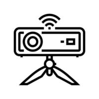 Smart wi-fi mini proyector línea icono vector ilustración