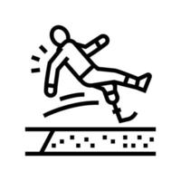 amplio salto atleta discapacitado línea icono vector ilustración