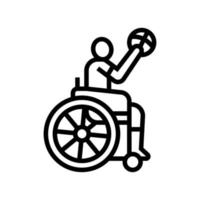 basketball game play handicapped athlete line icon vector illustration