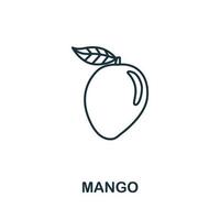 ícono de mango de la colección de frutas. símbolo de mango de elemento de línea simple para plantillas, diseño web e infografía vector