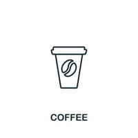 icono de café de la colección de comida rápida. símbolo de café de elemento de línea simple para plantillas, diseño web e infografía vector