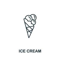 icono de helado de la colección de comida rápida. símbolo de helado de elemento de línea simple para plantillas, diseño web e infografía vector