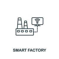 icono de fábrica inteligente de la colección Industry 4.0. símbolo de fábrica inteligente de elemento de línea simple para plantillas, diseño web e infografía vector