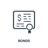 icono de bonos de la colección de inversiones. icono de enlaces de línea simple para plantillas, diseño web e infografía vector