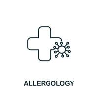 ícono de alergología de la colección médica. símbolo de alergología de elemento de línea simple para plantillas, diseño web e infografía vector