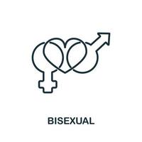 ícono bisexual de la colección lgbt. icono bisexual de línea simple para plantillas, diseño web e infografía vector