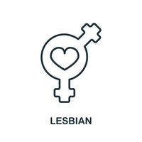 ícono lésbico de la colección lgbt. icono lésbico de línea simple para plantillas, diseño web e infografía vector