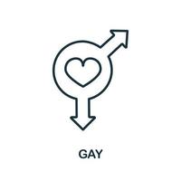 ícono gay de la colección lgbt. icono gay de línea simple para plantillas, diseño web e infografía vector