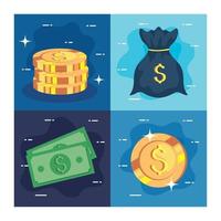 set scenes of business icons vector