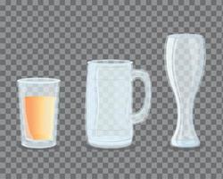 iconos de maqueta, vasos transparentes vacíos vector