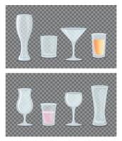 set mockup, transparent glasses empty vector