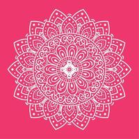 mandala de lujo blanco en fondo rosa, mandala de lujo vintage, decoración ornamental vector