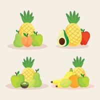 set of fresh and delicious fruits vector