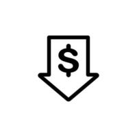 Ilustración de vector de icono plano simple de reducción de precio. icono de reducción de costos