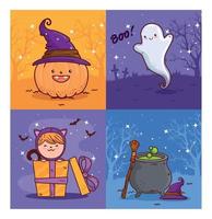 poner pancartas de feliz halloween vector