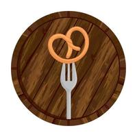 oktoberfest pretzel on fork in barrel vector design