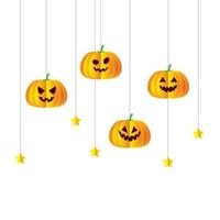 Halloween pumpkins cartoons hanging vector design