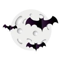 Halloween black bats on moon vector design