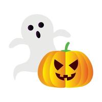 Halloween pumpkin and ghost cartoon vector design