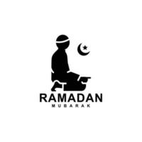 logotipo de Ramadán. Ilustración de vector de icono plano simple de oración islámica