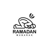 logotipo de Ramadán. Ilustración de vector de icono plano simple de oración islámica